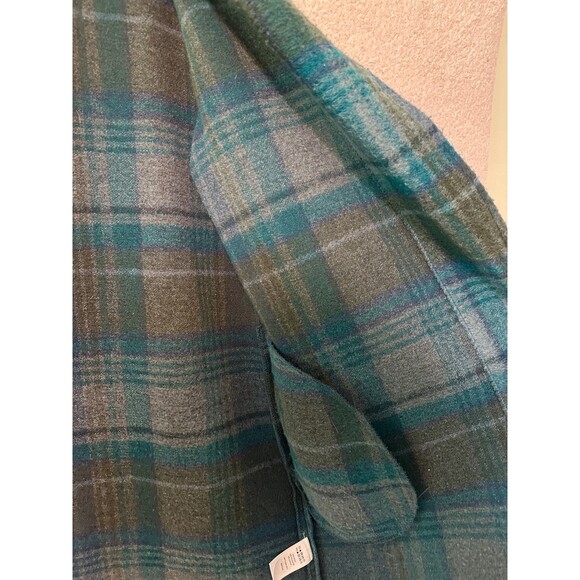 Rachel Zoe Open Front Wool Blend Green Plaid Jacket SZ L - Picture 7 of 11
